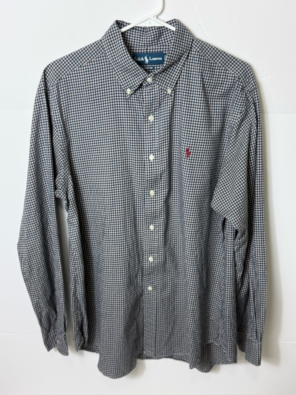 Ralph Lauren Men’s Navy & White Gingham Button-Down Shirt